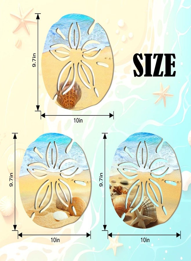 Bnesi 3 Pieces Summer Home Decor Beach Wall Decor for Bathroom Cool Coastal Style Wall Art Decor Blue Sea and Oceans Life Decor for Bathroom Living Room Bedroom (Sand Dollar, 3) - Image 3